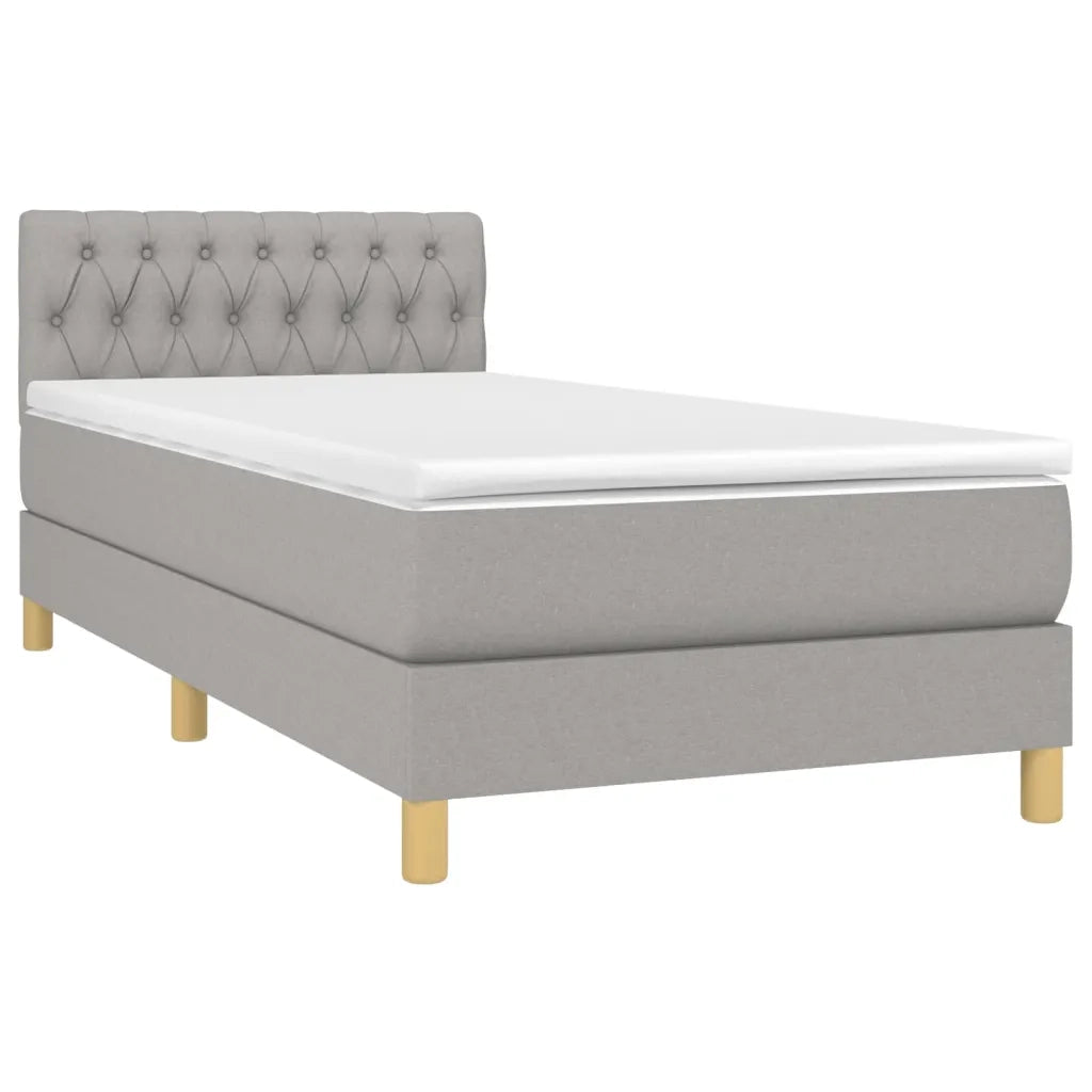 Letto a Molle Materasso e LED-Struttura Letto con Materasso Grigio Chiaro 100x200 cm Tessuto 807473