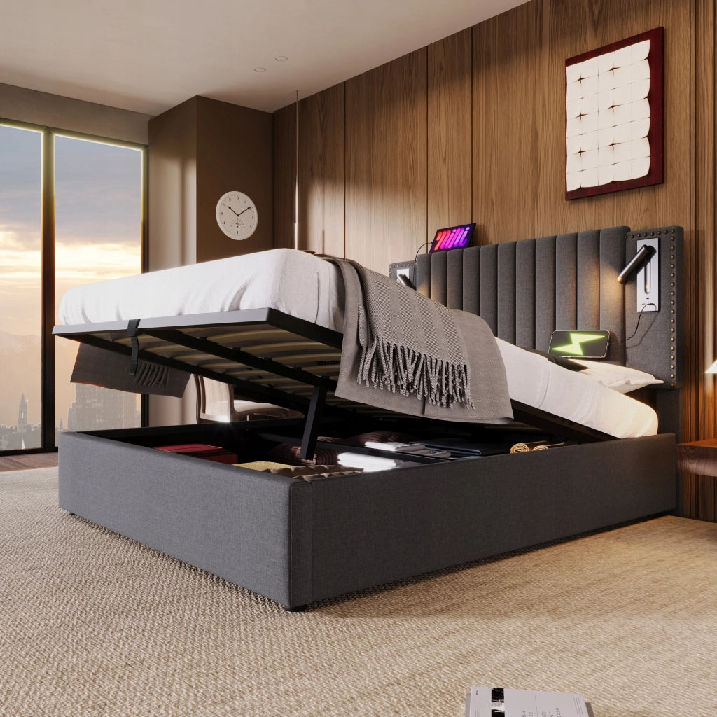 Letto singolo 140x200 grigio con rete e materasso - Xylo