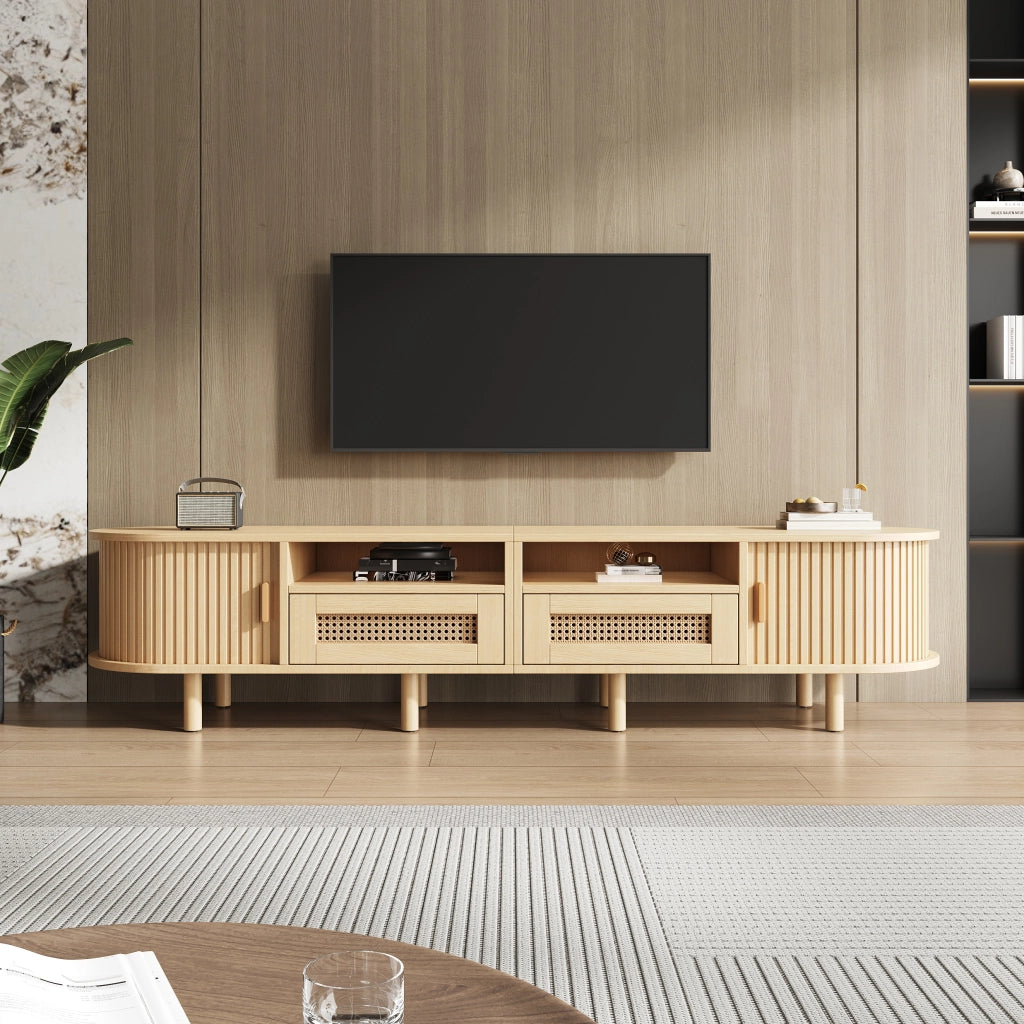 Cassettiera per TV Light Oak in MDF e legno; lunghezza 170 cm