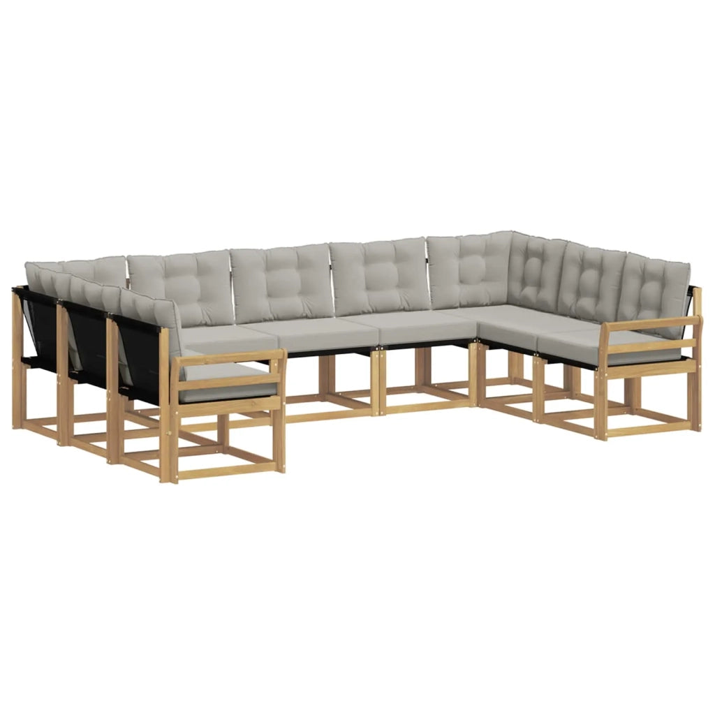 Set di divani da esterno 9 pz Bianco e Grigio Chiaro 3389861