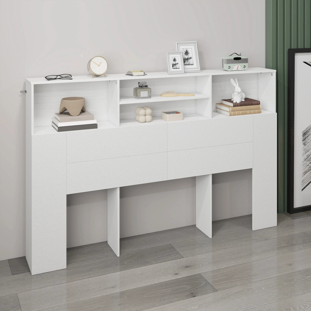 Testiera con contenitore ¨C Xylo ¨C 160x20x108 cm bianco con 4 vani