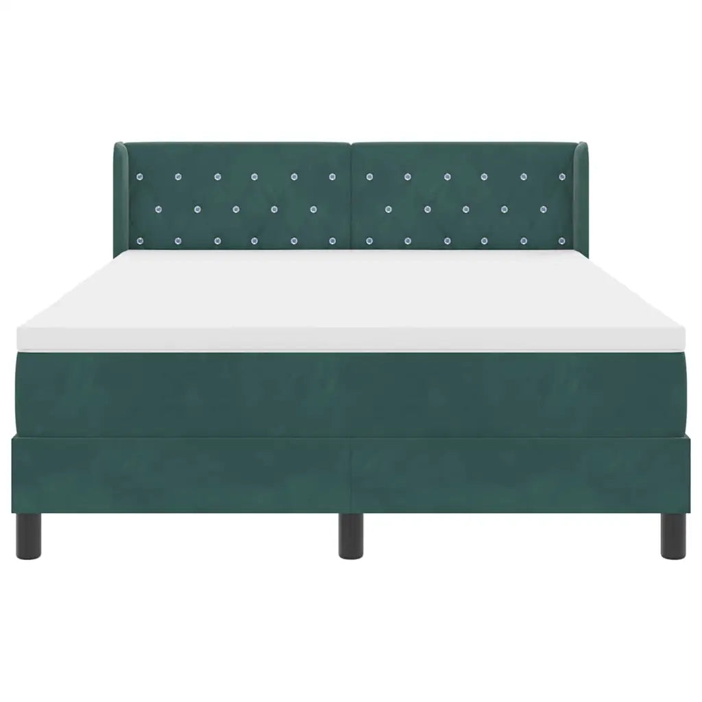 Letto a molle con materasso Verde Scuro 200 x 140 cm Poliestere