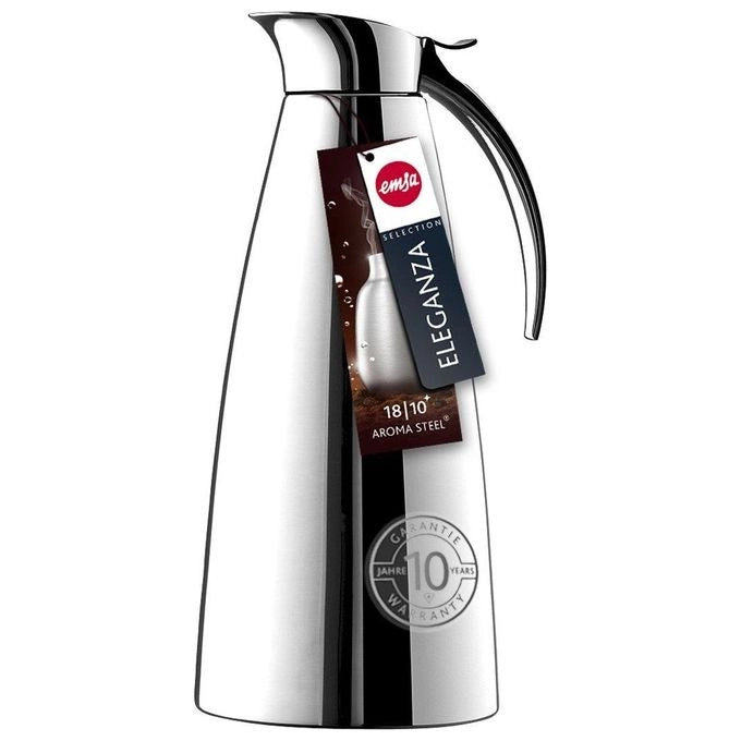 EMSA 502664 Eleganza Thermos e Recipiente Isotermico 1,3 L Acciaio Inox con Doppia Parete Sottovuoto Mantenimento Caldo 12 h Freddo 24 h Lavabile in Lavastoviglie colore Acciaio inox