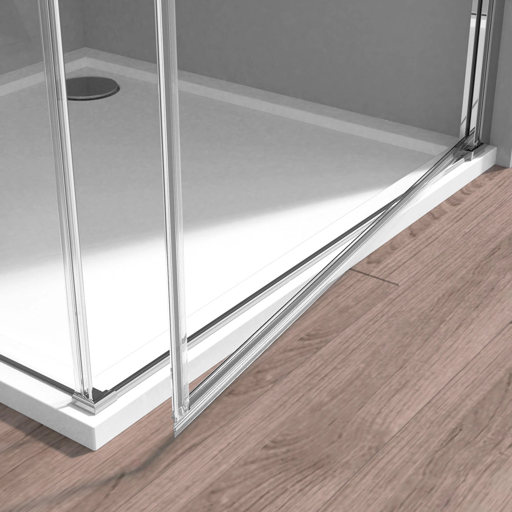 Box doccia angolare 80x80 in vetro temperato trasparente battente con profili cromo Neos