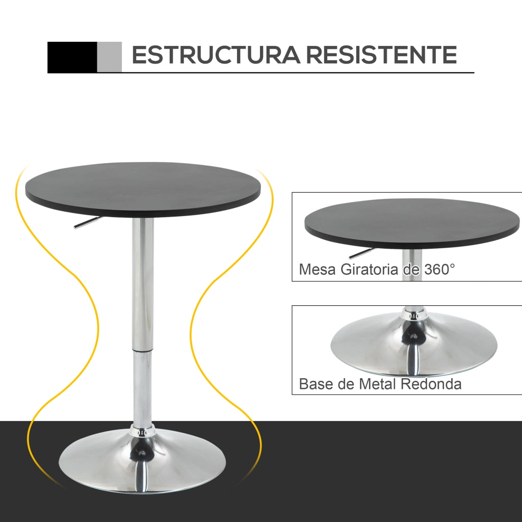 Tavolo bar regolabile in altezza ¨C Xylo ¨C base rotonda antiscivolo nero ?60x69-93 cm