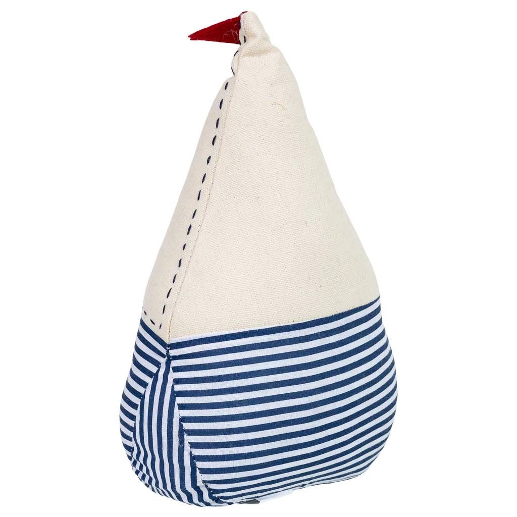 Fermaporta in cotone con barca blu, 17x8x24h cm