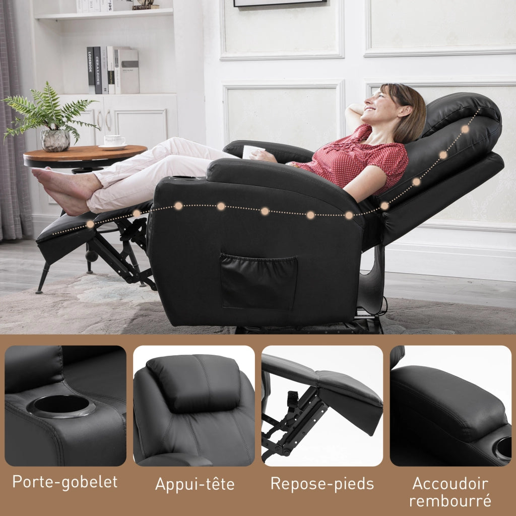Poltrona Massaggiante Reclinabile Elettrica ¨C Minimal ¨C Rivestimento in Similpelle Nero
