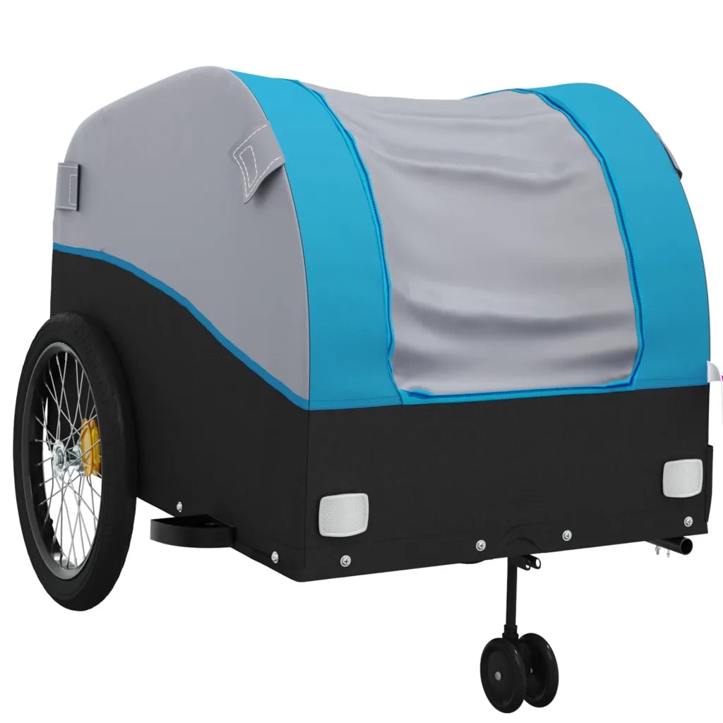 Rimorchio da Bici Nero e Blu 45 kg in Ferro 94156