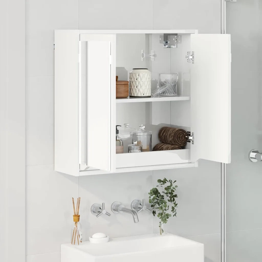 Mobiletto per specchio da bagno Bianco Lucido 60 x 20 x 60 cm 888781