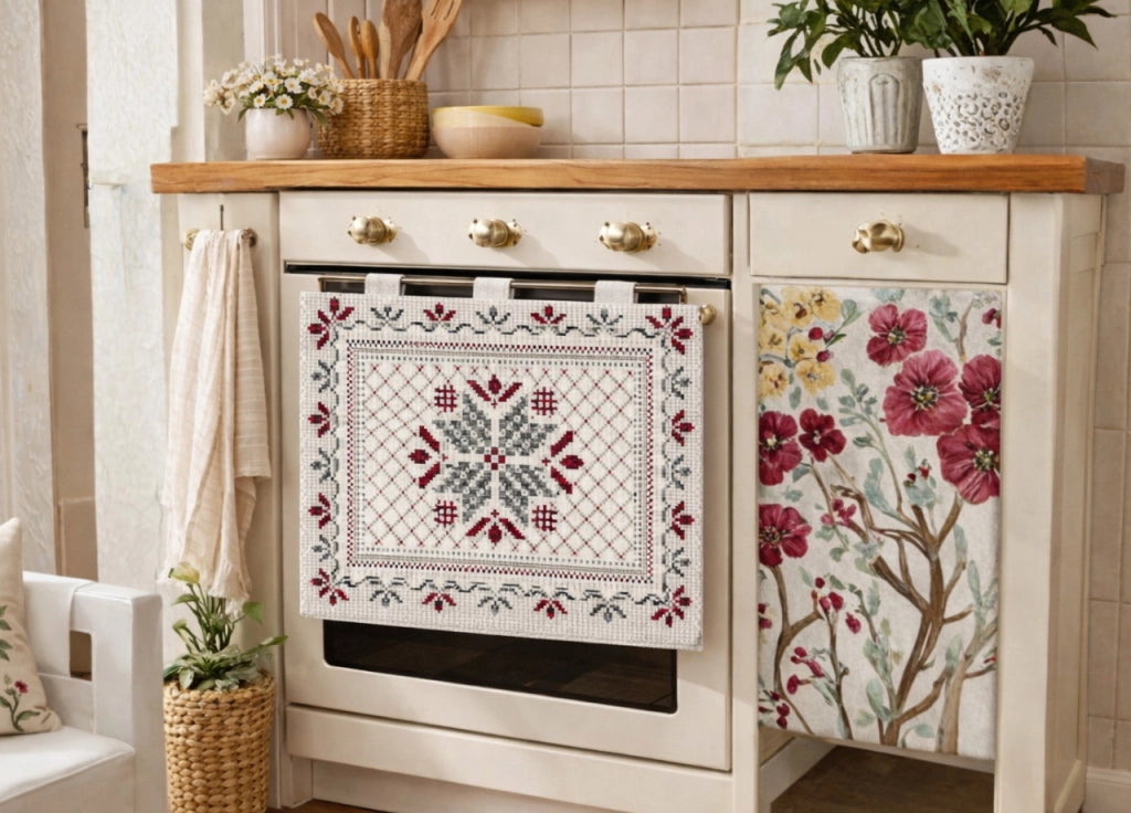 Copriforno Cucina Universale Cinigliato Copertura Decorazione Forno Dis. Tricot
