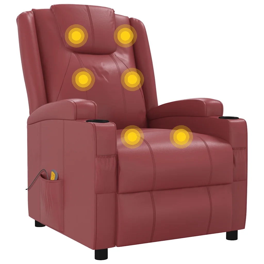 Poltrona Massaggiante Rosso Vino in Similpelle 321315