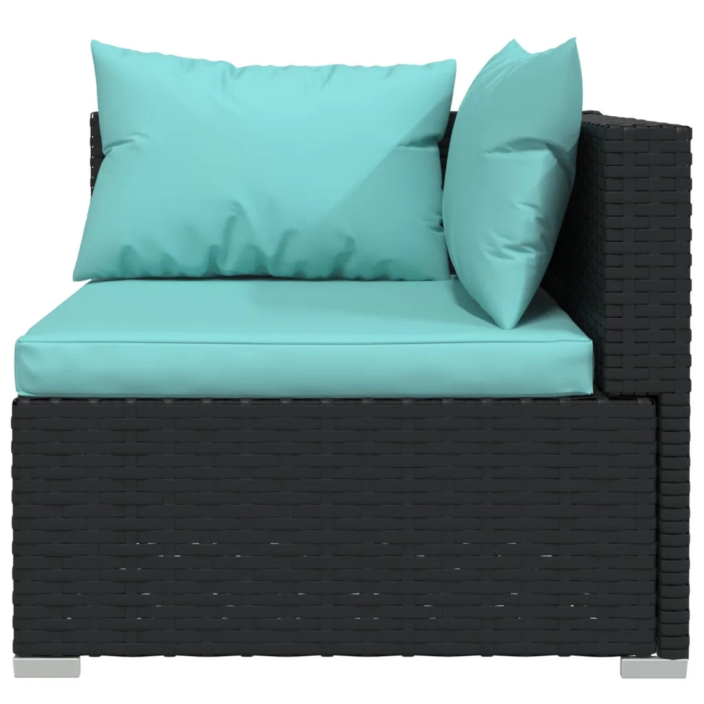 Set Divani da Giardino 9 pz con Cuscini in Polyrattan Nero 3101513