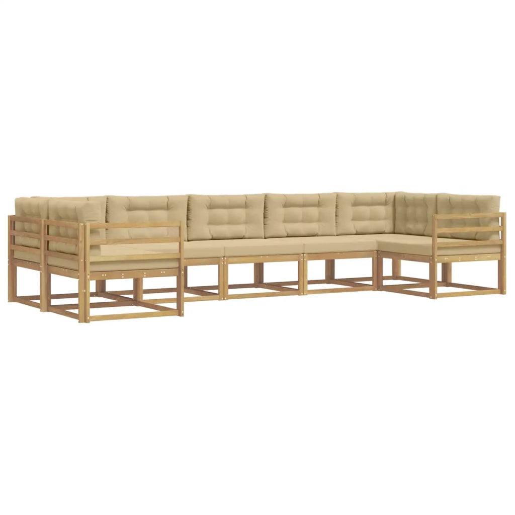 Set di divani da esterno con cuscino 7 pcs Bianco e Beige 3386957