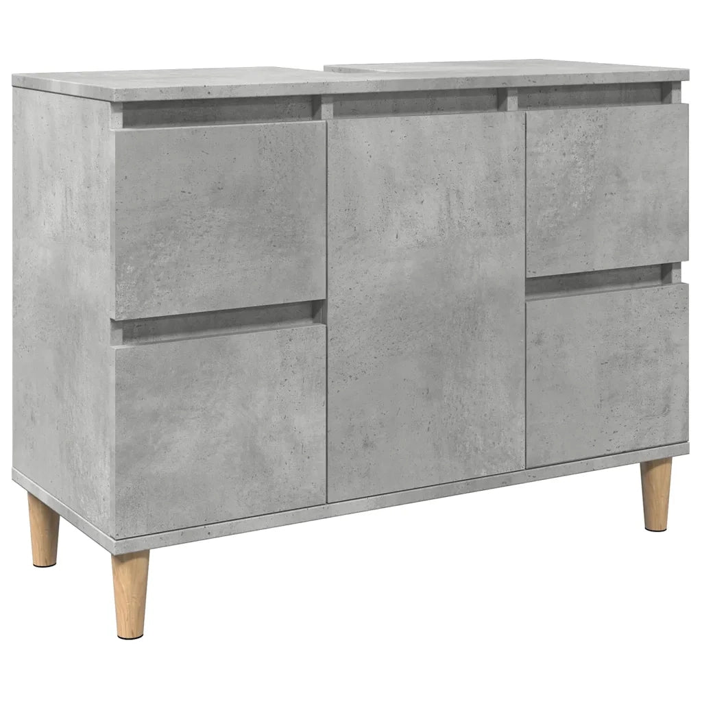 Set Mobili da Bagno 3 pz Grigio Cemento in Legno Multistrato 3324949