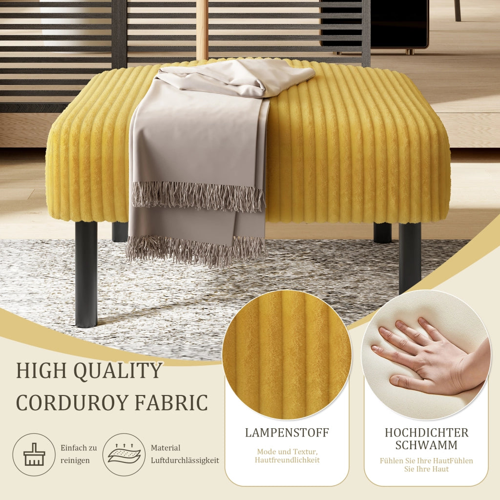 POUF 56x51x39 cm Tessuto a coste giallo