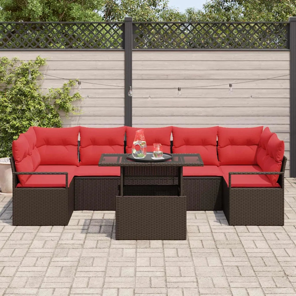 Set Divano da Giardino con cuscino 8 pcs Marrone Poly Rattan 3357517