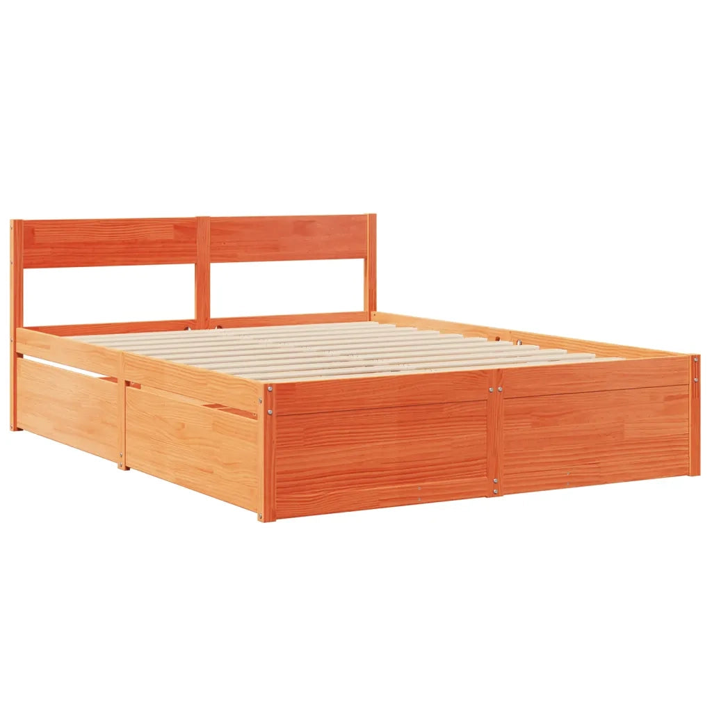 Letto senza Materasso-Struttura Letto Marrone Cera 160x200 cm in Legno di Pino 446590
