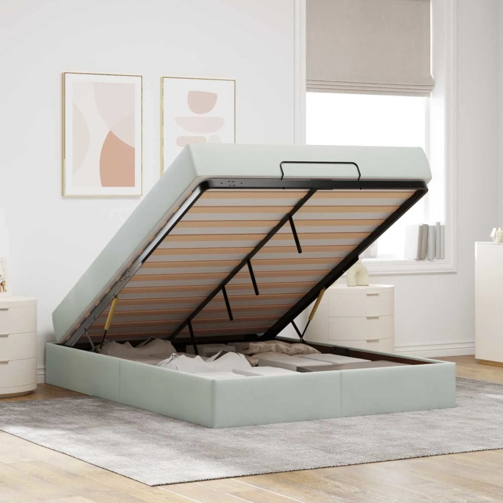 Struttura letto con materasso 2 pcs Grigio chiaro Velluto
