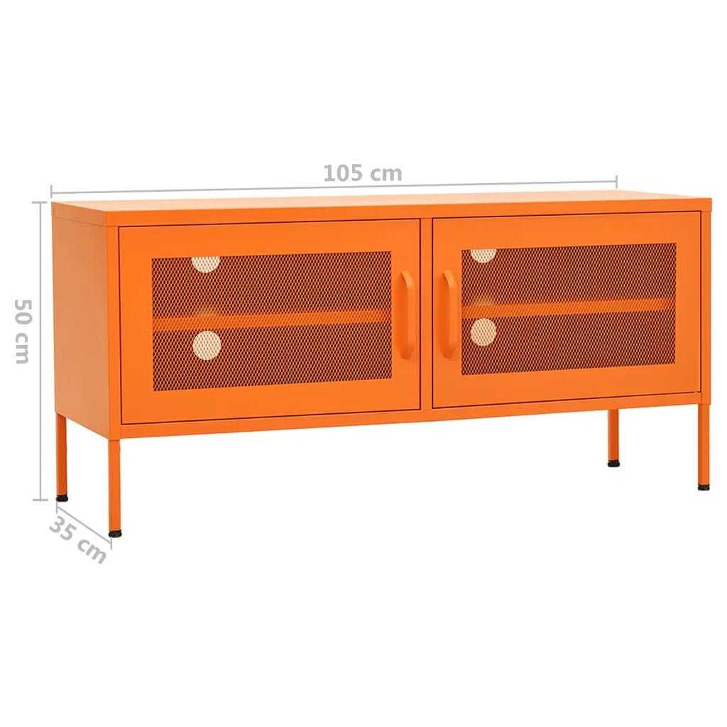 Mobile TV-Credenza per TV Arancione 105x35x50 cm in Acciaio