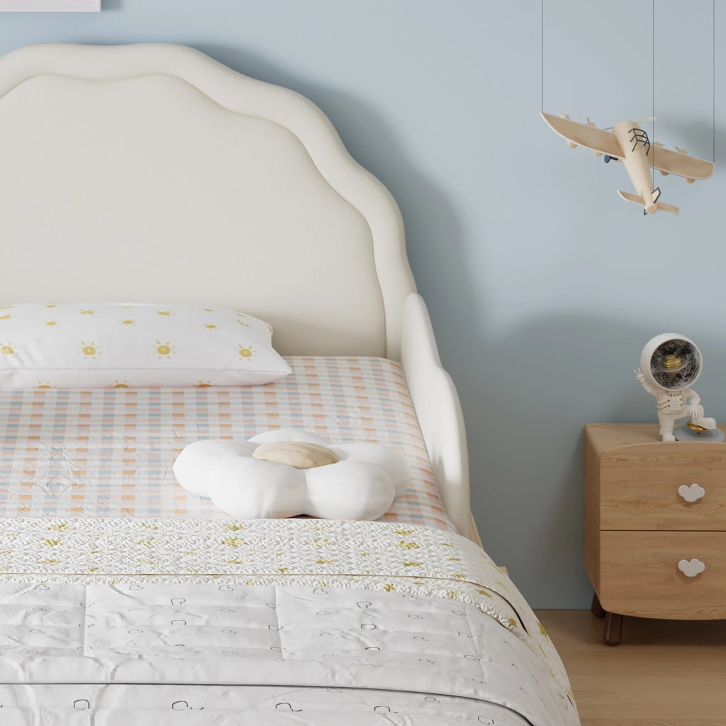 LETTO imbottito per bambini 90x200 cm Beige e Naturale