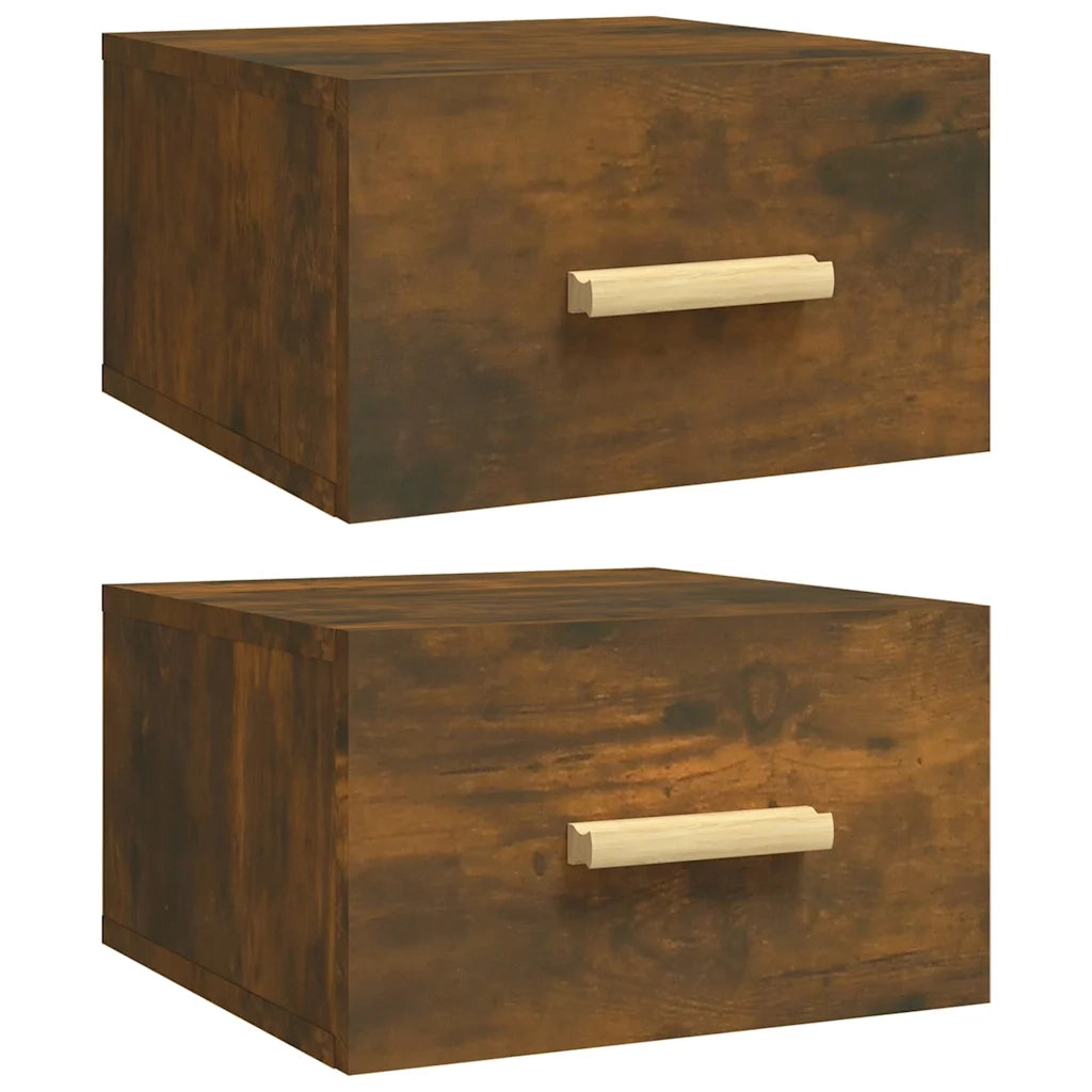 Comodini a Muro 2 pz-Set di 2 Tavolino da notte Rovere Fumo 35x35x20 cm 994316