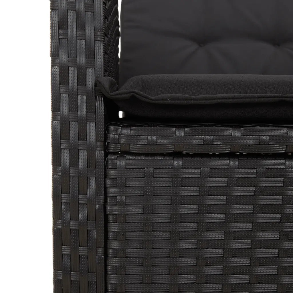 Set da Pranzo da Giardino 5 pz Nero con Cuscini in Polyrattan 3212665