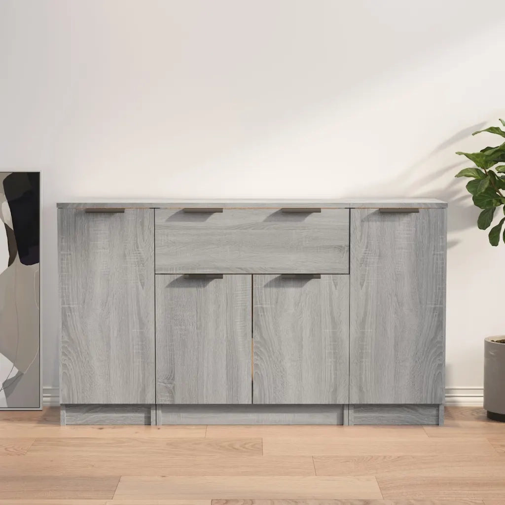 Credenze 3 pz | Madia | Buffet da pranzo | Armadio da pranzo Grigio Sonoma in Legno Multistrato