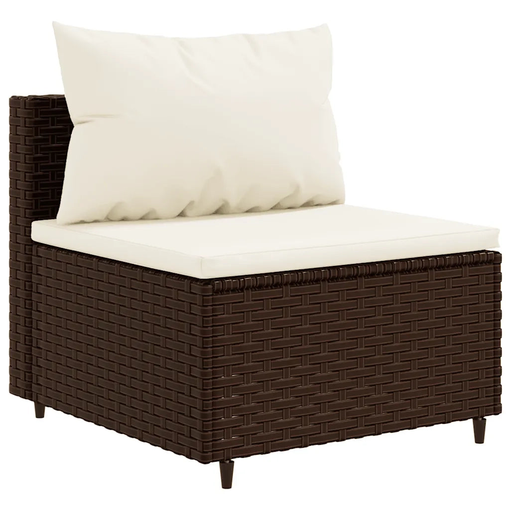 Set Divani da Giardino 8 pz con Cuscini in Polyrattan Marrone