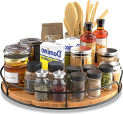 Organizzatore a rotazione per cucina in legno - Raccoglitore di spezie rotante con superficie anti-slip - Mobile organizzatore rotante per sala da pranzo e armadi