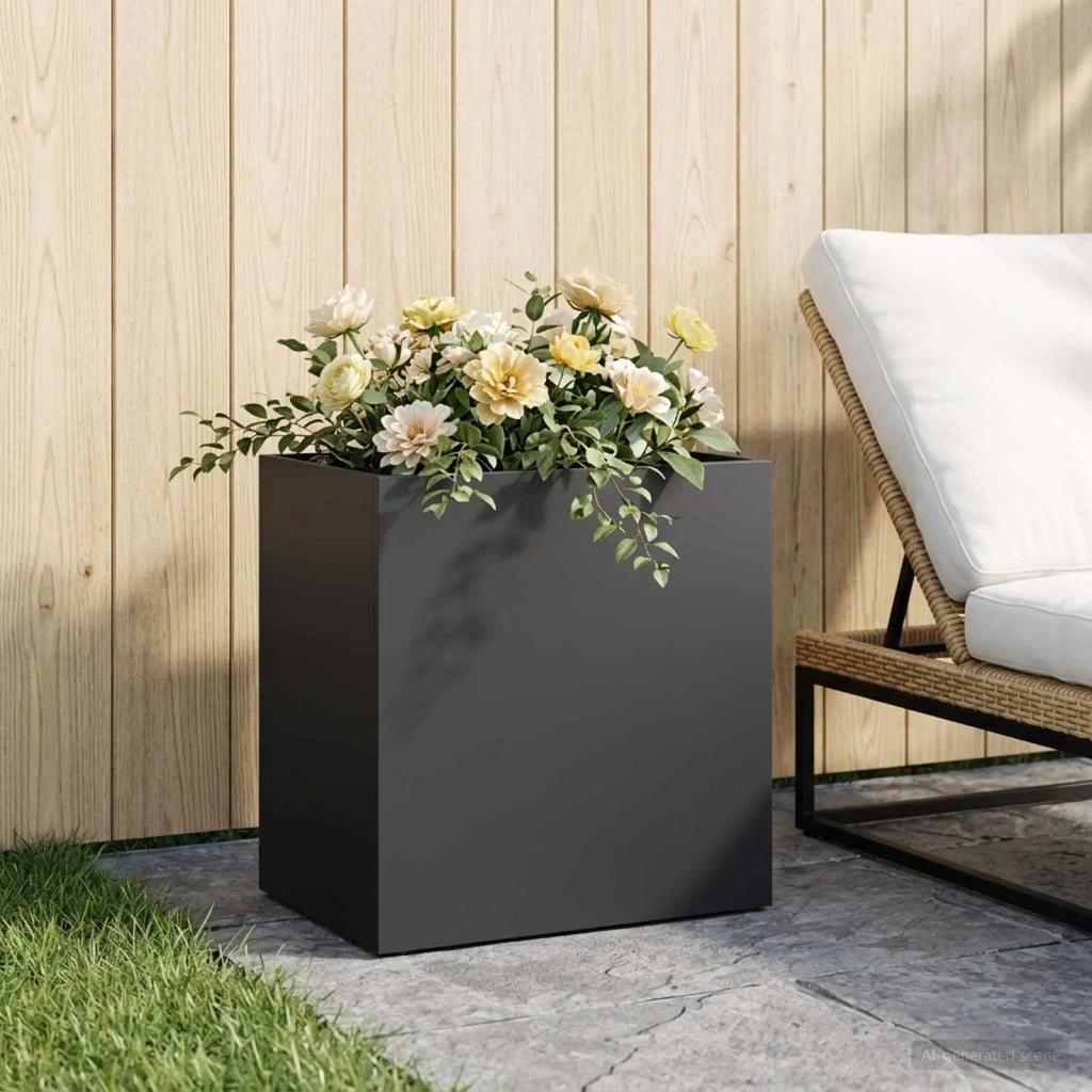 Vaso da giardino Nero 50 x 30 x 40 cm Acciaio laminato a freddo 8005512