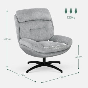 POLTRONA Girevole 79x91x98 cm Chenille Grigio