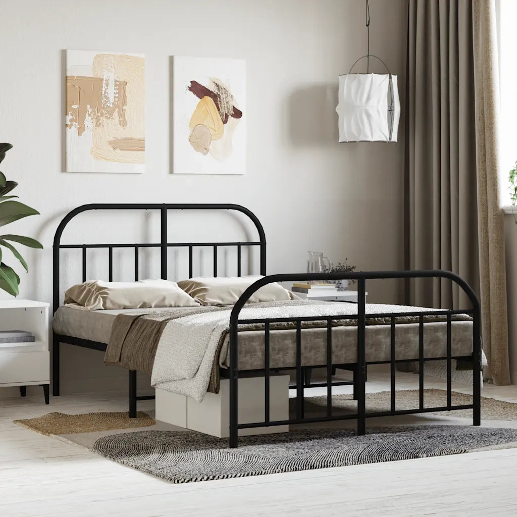 Giroletto con Testiera e Pediera-Struttura Letto Metallo Nero 120x190 cm 485836