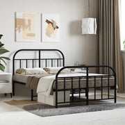 Giroletto con Testiera e Pediera-Struttura Letto Metallo Nero 120x190 cm 485836