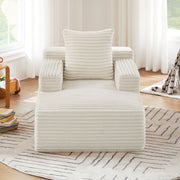 Chaise longue con funzione letto e seduta imbottita per soggiorno e ufficio in velluto a coste - beige