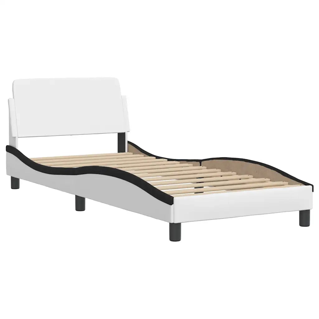 Giroletto con LED senza Materasso-Struttura Letto Hvar Bianco e Nero 90x200 cm