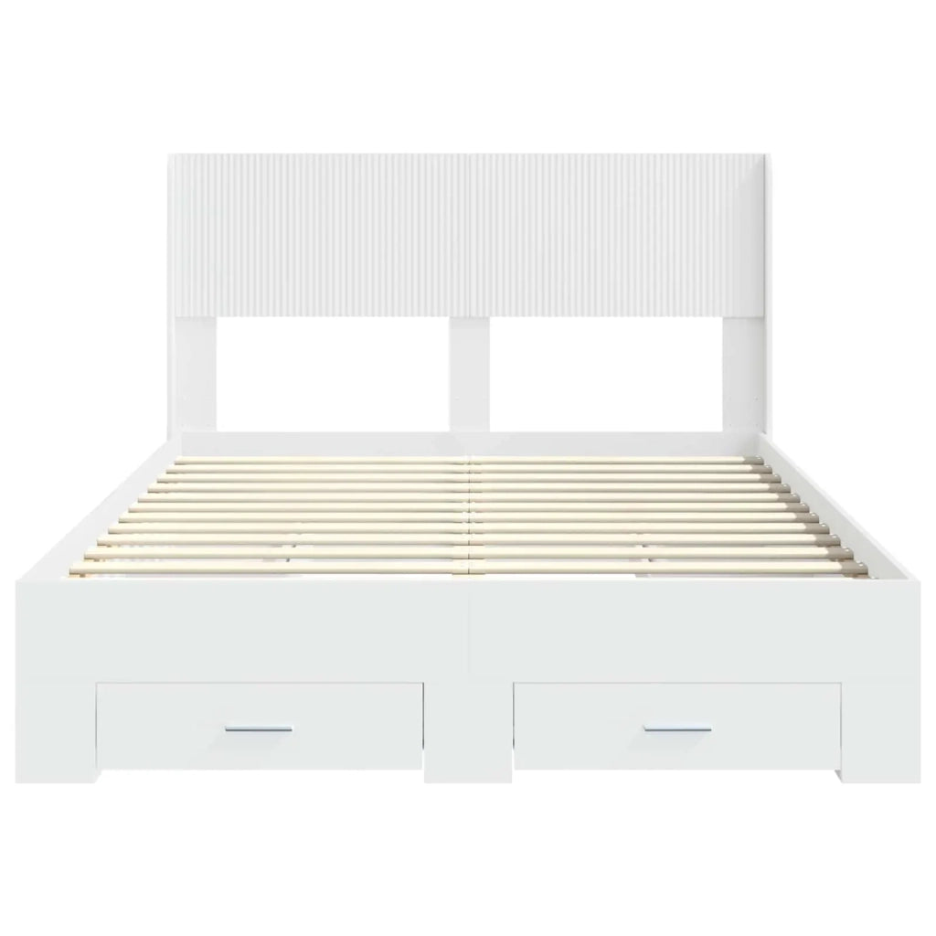 Struttura del letto con stoccaggio e testata Bianco 3414445
