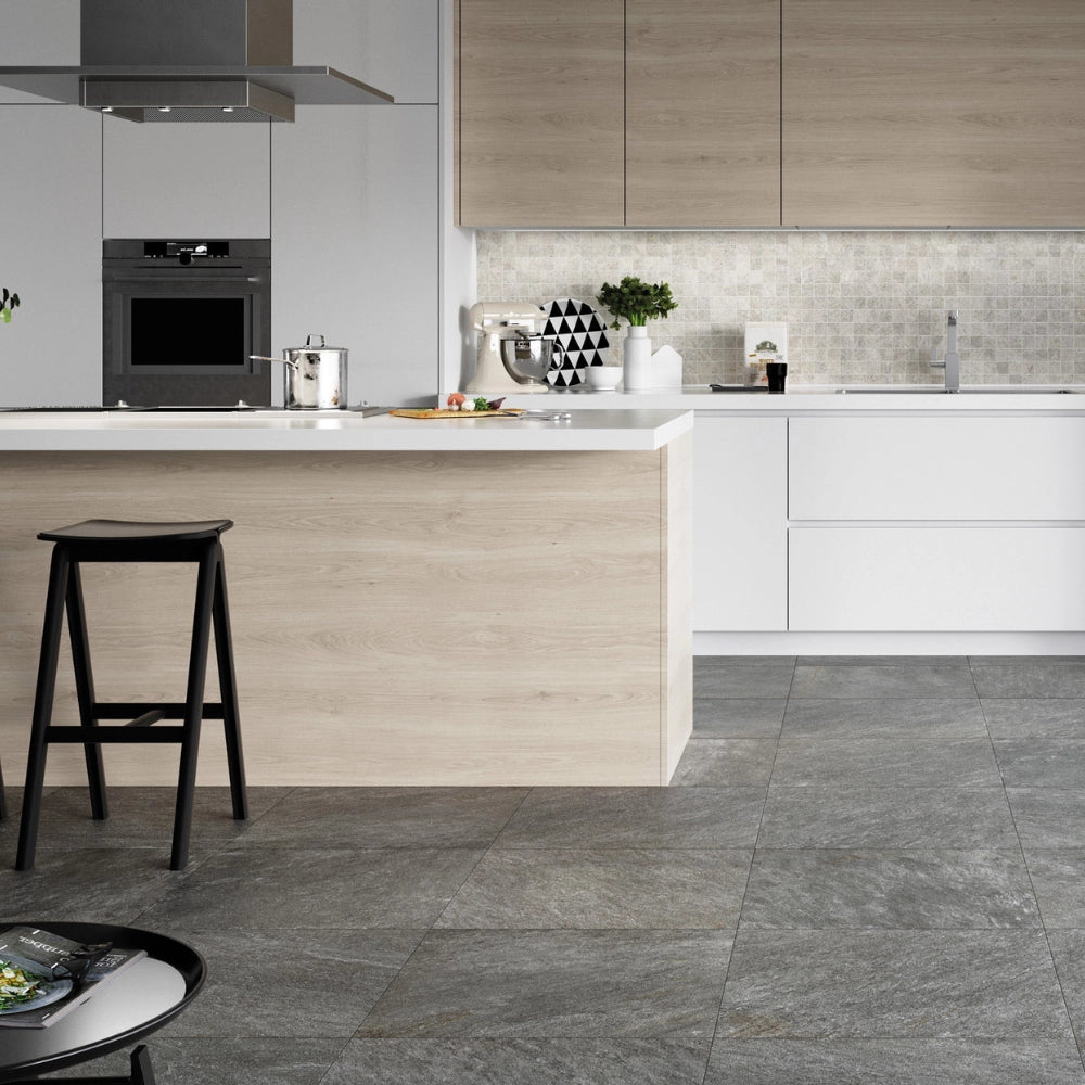 Piastrella gres porcellanato rettificata quarz antracite r10 30x60 cm *** misura 10,80 m2, confezione 1