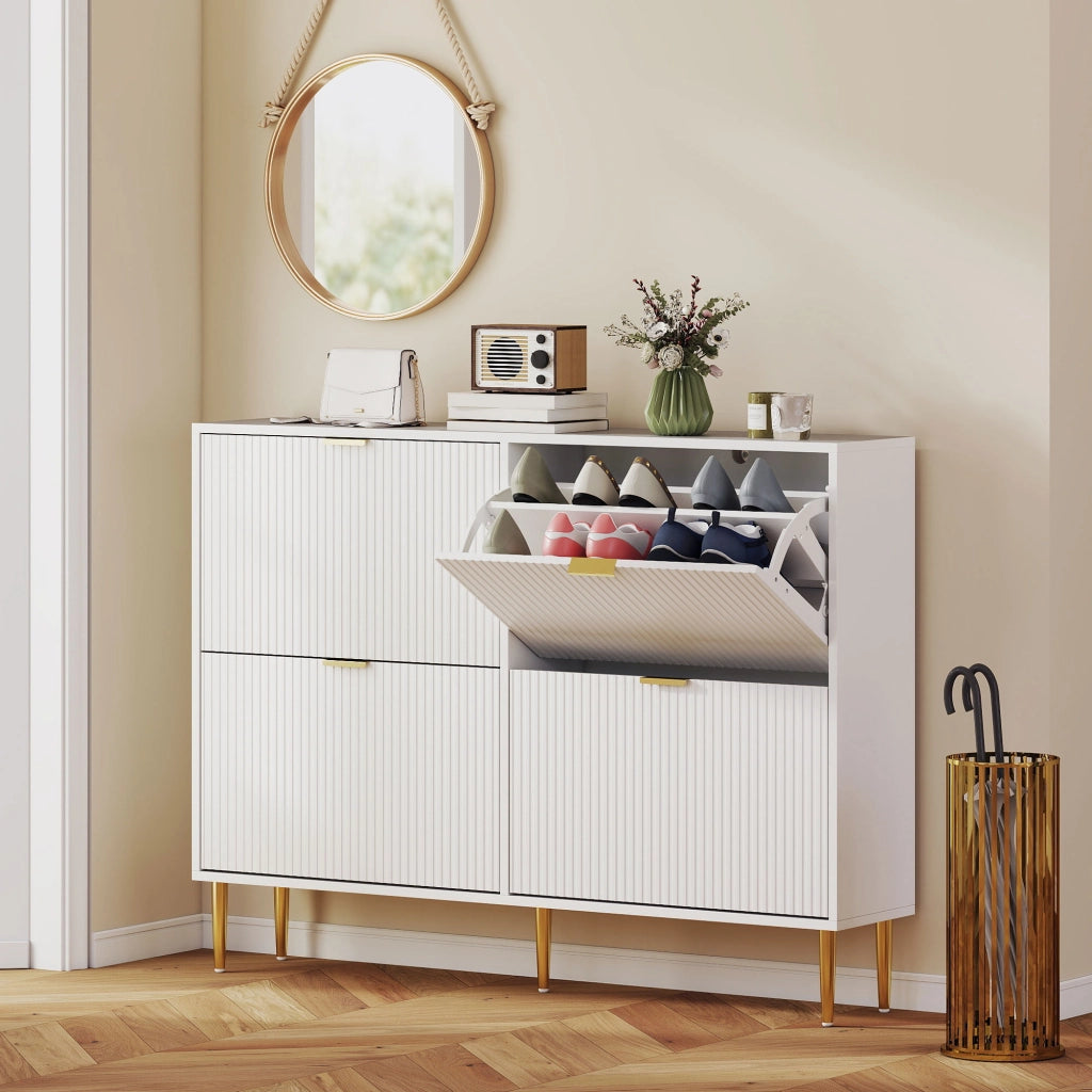 Scarpiera con cassetti e ripiani ¨C Minimal ¨C bianco 105x24x91.5 cm