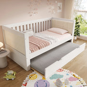 Letto da giorno con letto estraibile 90x200 cm; legno di pino bianco