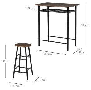 Set da bar 80x50x90 cm con ripiano in MDF nero