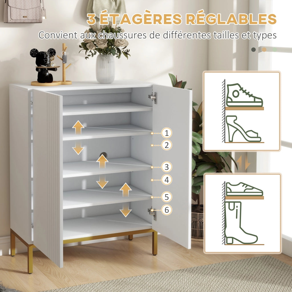 Scarpiera 20 paia ¨C Xylo ¨C ante chiusura soft, ripiani regolabili, bianco