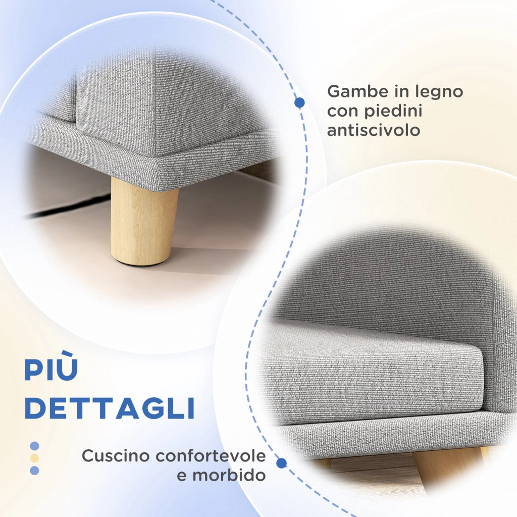 Divano per Cani di Taglia Grande ¨C zephmum ¨C 98x67x25 cm Grigio Poliestere
