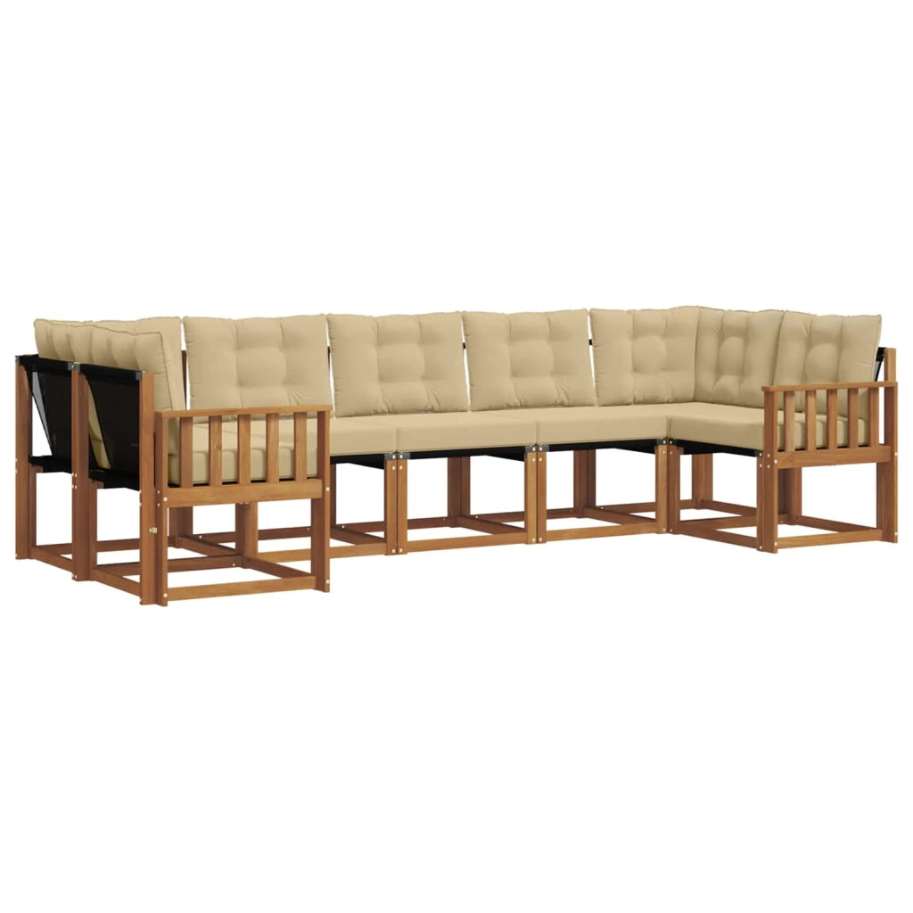 Set di divani da esterno con cuscino 7 pcs Naturale e Beige 3369024