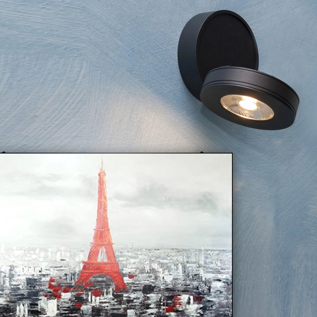 Lampada LED spot 7W applique moderno muro parete faretto luce soffitto orientabile vetrine negozio RA>90 230V NERO 6500K