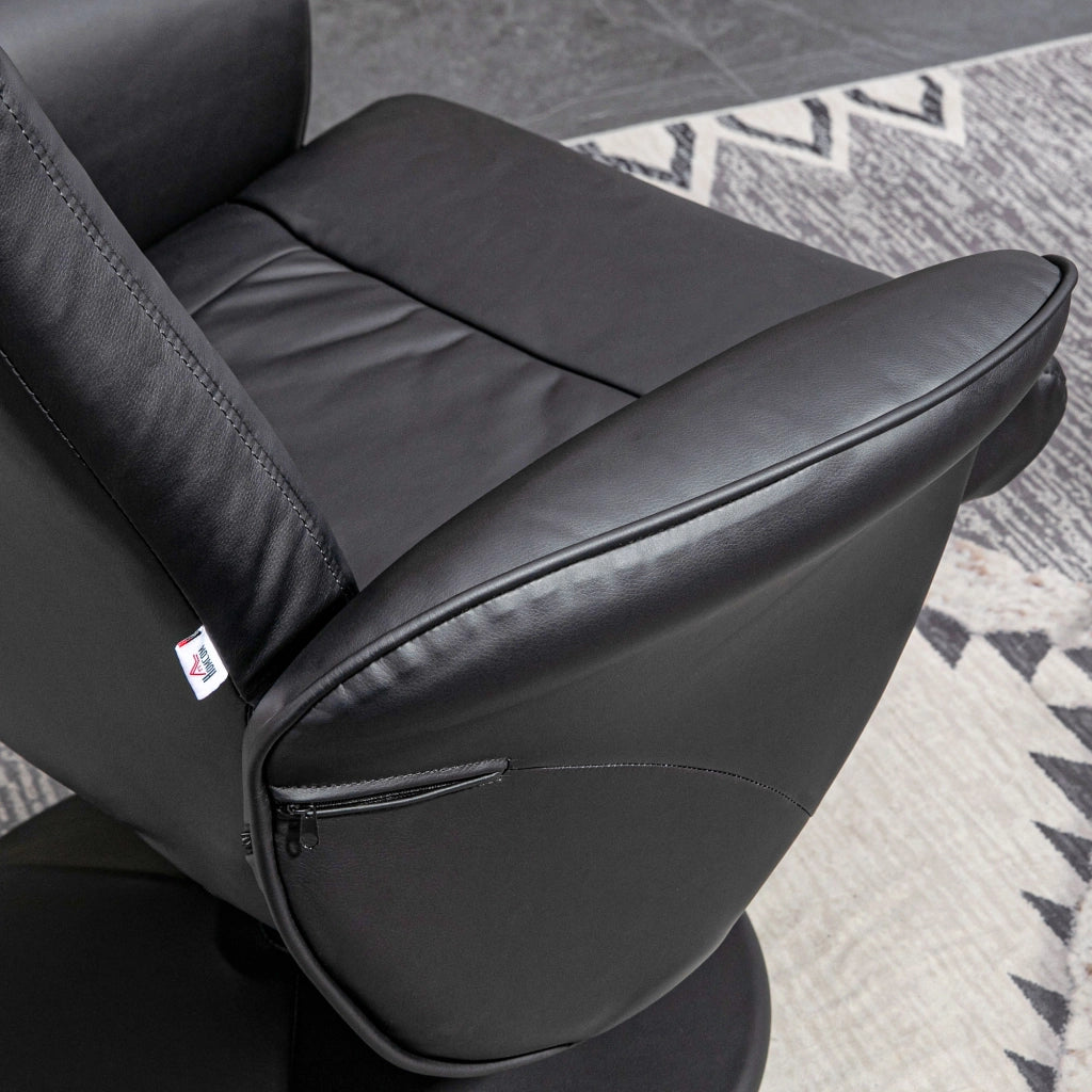 POLTRONA RECLINABILE CON POUF Set da 2 pezzi Nero Metallo