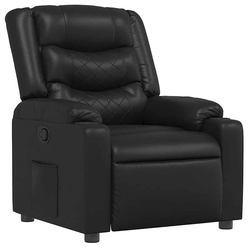 Divano Sedia-Poltrona Reclinabile Nera in Similpelle 410583