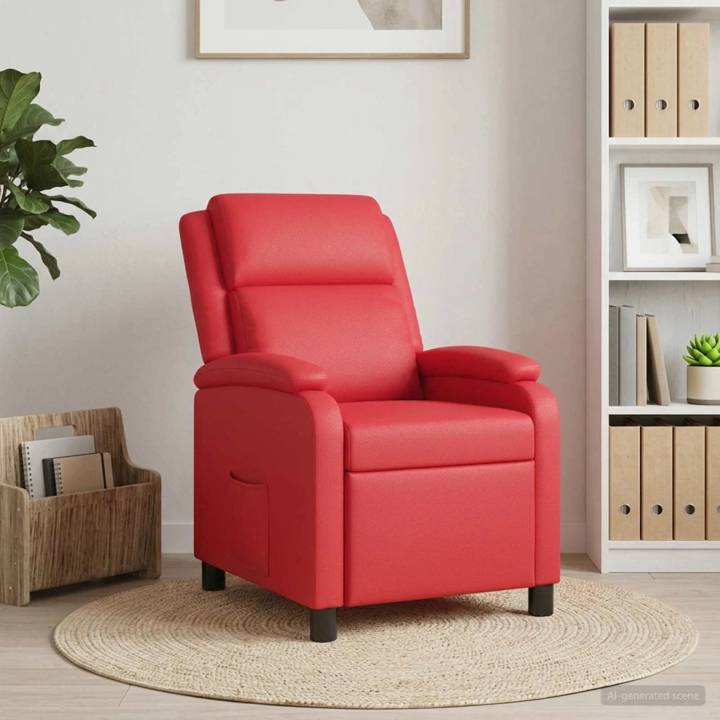 Divano Sedia-Poltrona reclinabile Rosso Similpelle 726392