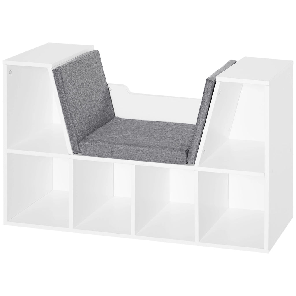 Libreria con Banco e Cuscino ¨C Minimal ¨C Bianco e Grigio 102x30x61cm