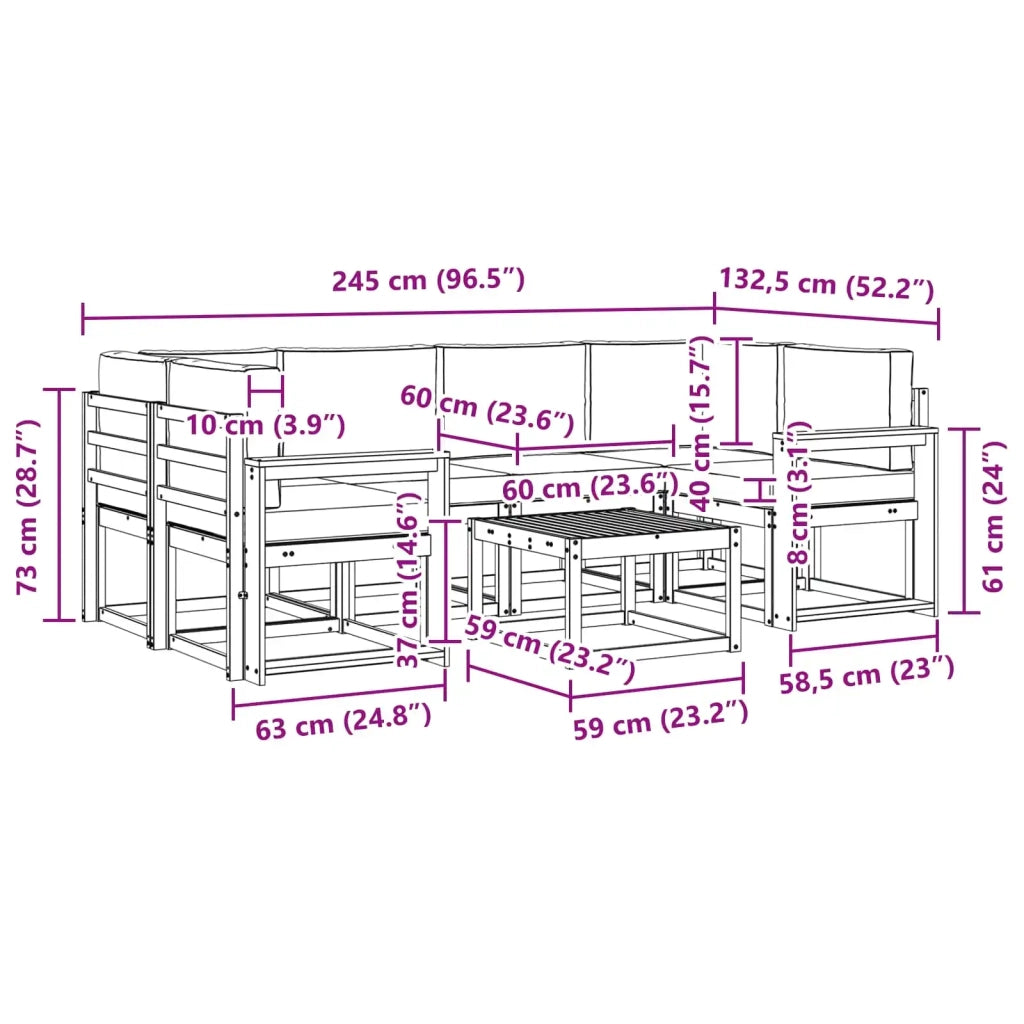 Set di divani da esterno 7 pz Bianco e Beige 3387322