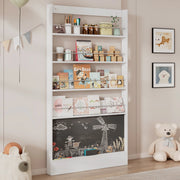 Libreria da parete salvaspazio con 4 ripiani e lavagna; 100x10x180 cm bianco
